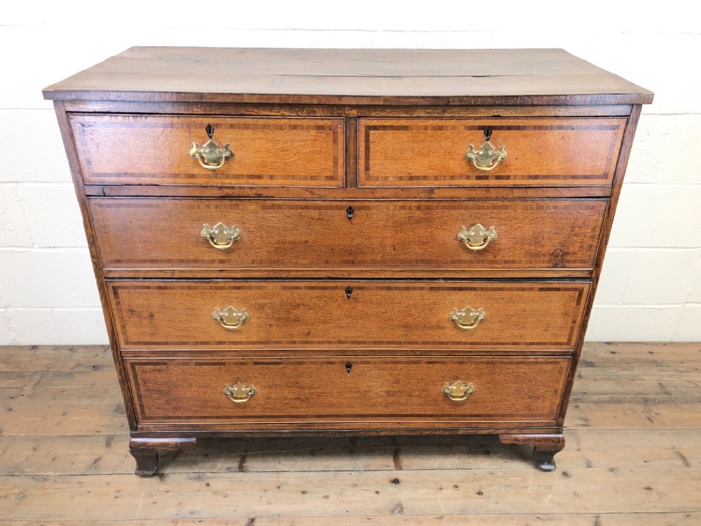 Georgian Country Oak Crossbanded Chest of Drawers View III