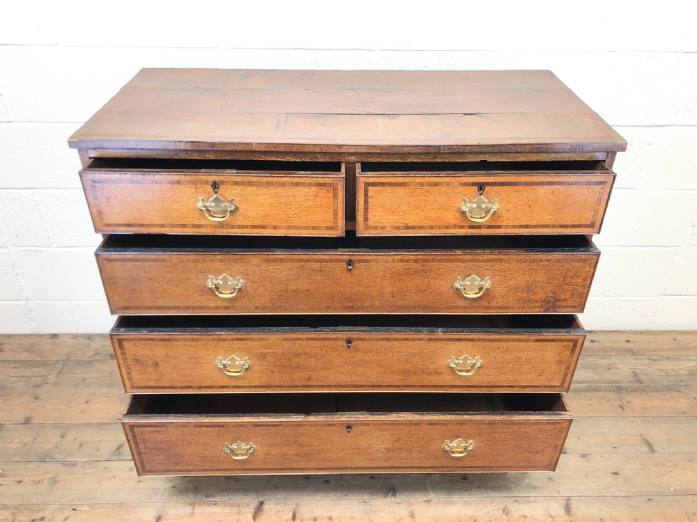 Georgian Country Oak Crossbanded Chest of Drawers View IV