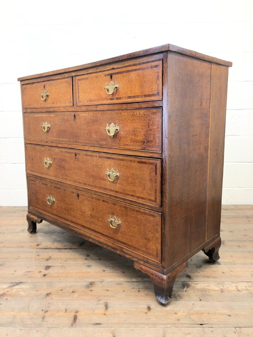 Georgian Country Oak Crossbanded Chest of Drawers View VI