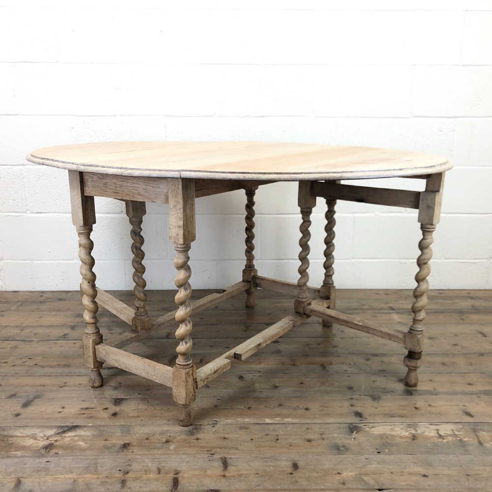 Antique Pale Oak Gateleg Table with Drop Leaf