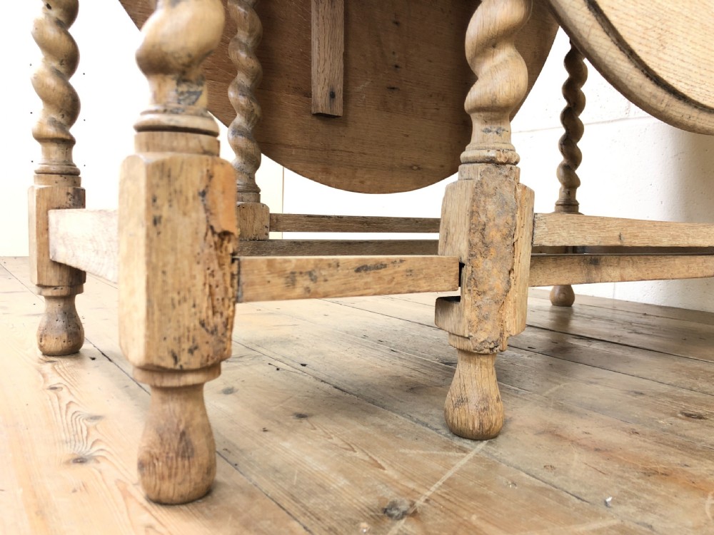 Antique Pale Oak Gateleg Table with Drop Leaf View VII