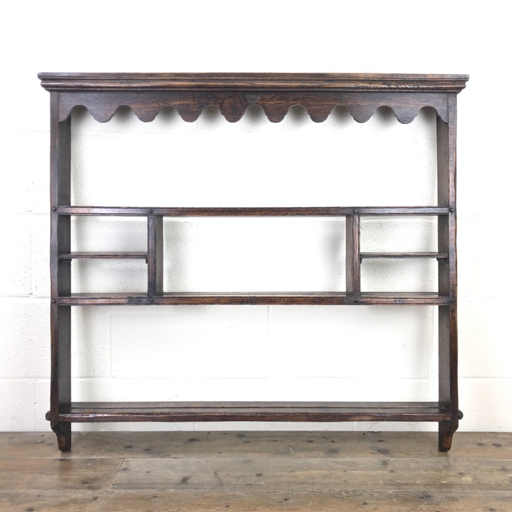 Antique Oak Rack with Carved Detail 