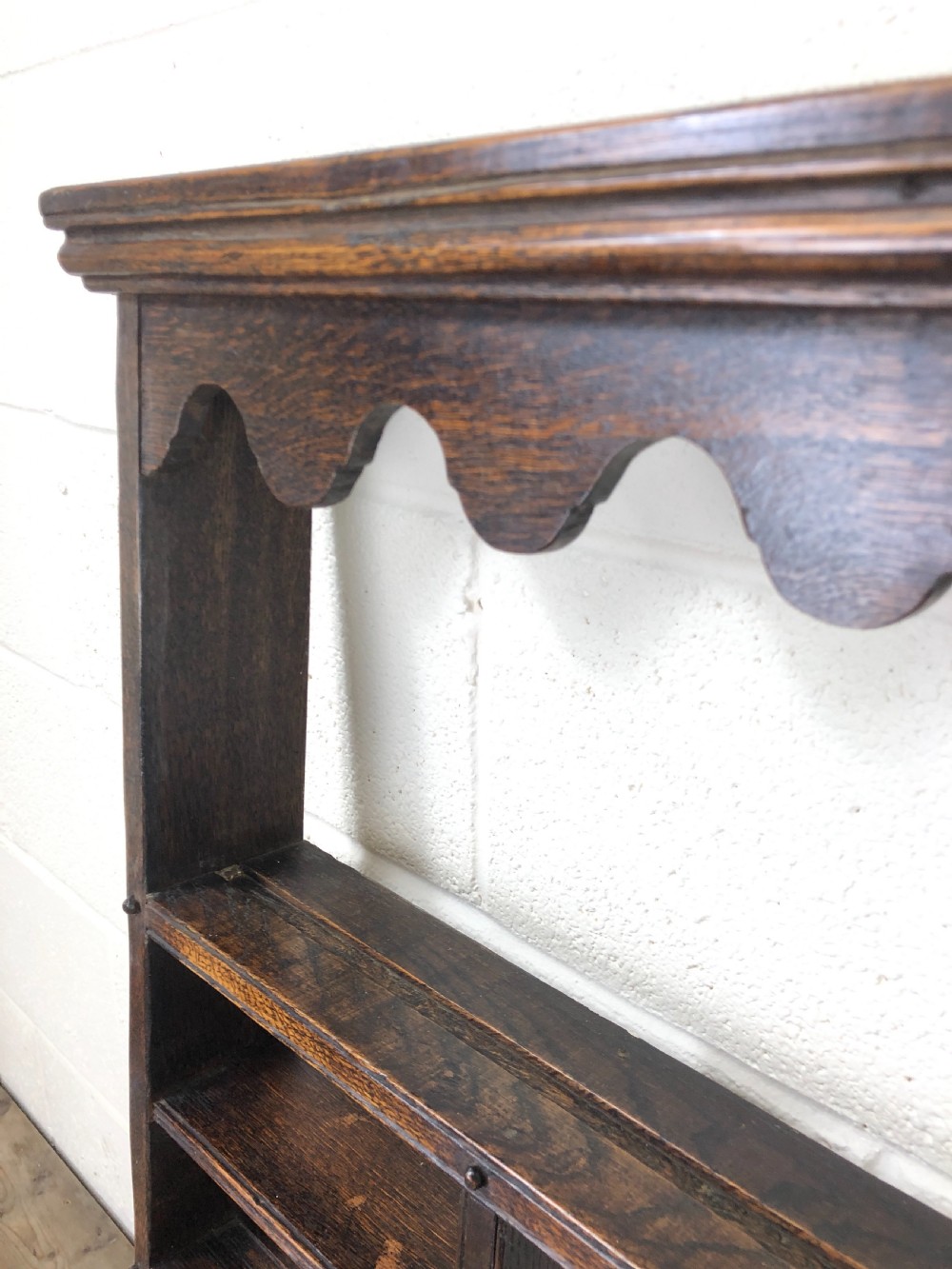 Antique Oak Rack with Carved Detail  View V