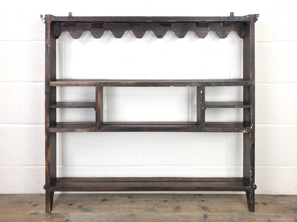 Antique Oak Rack with Carved Detail  View VII