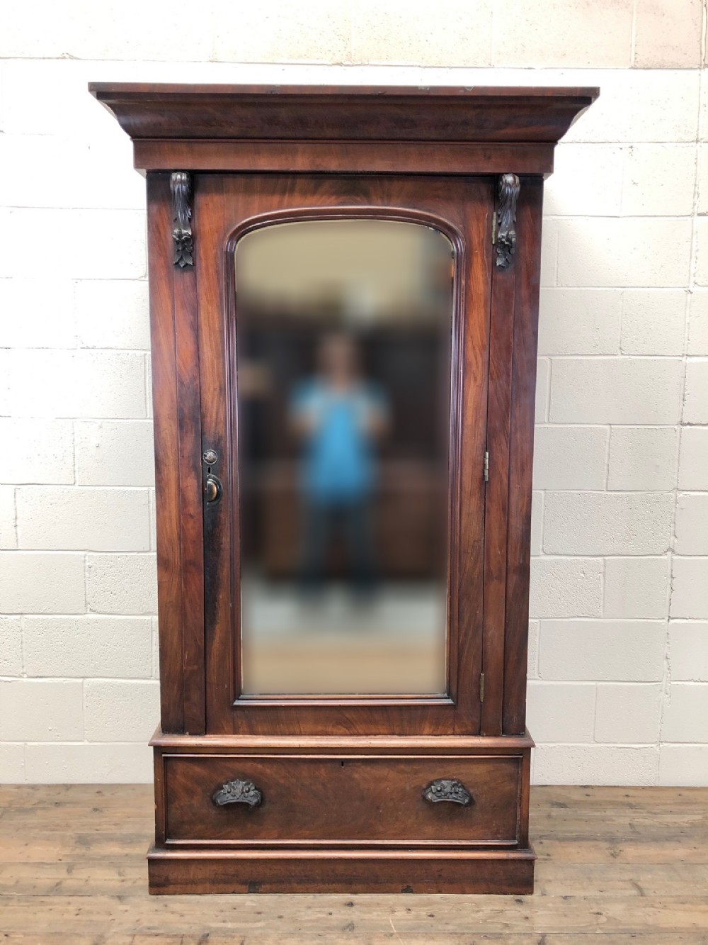 Large Antique Victorian Mahogany Wardrobe Armoire with Mirror 