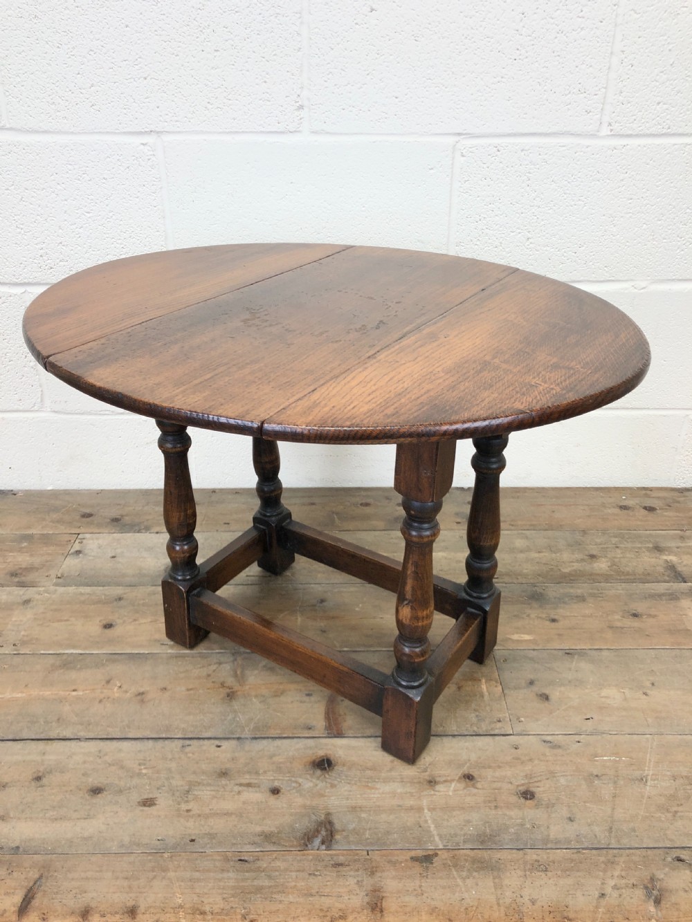 Small Antique Oak Drop Leaf Table View IV