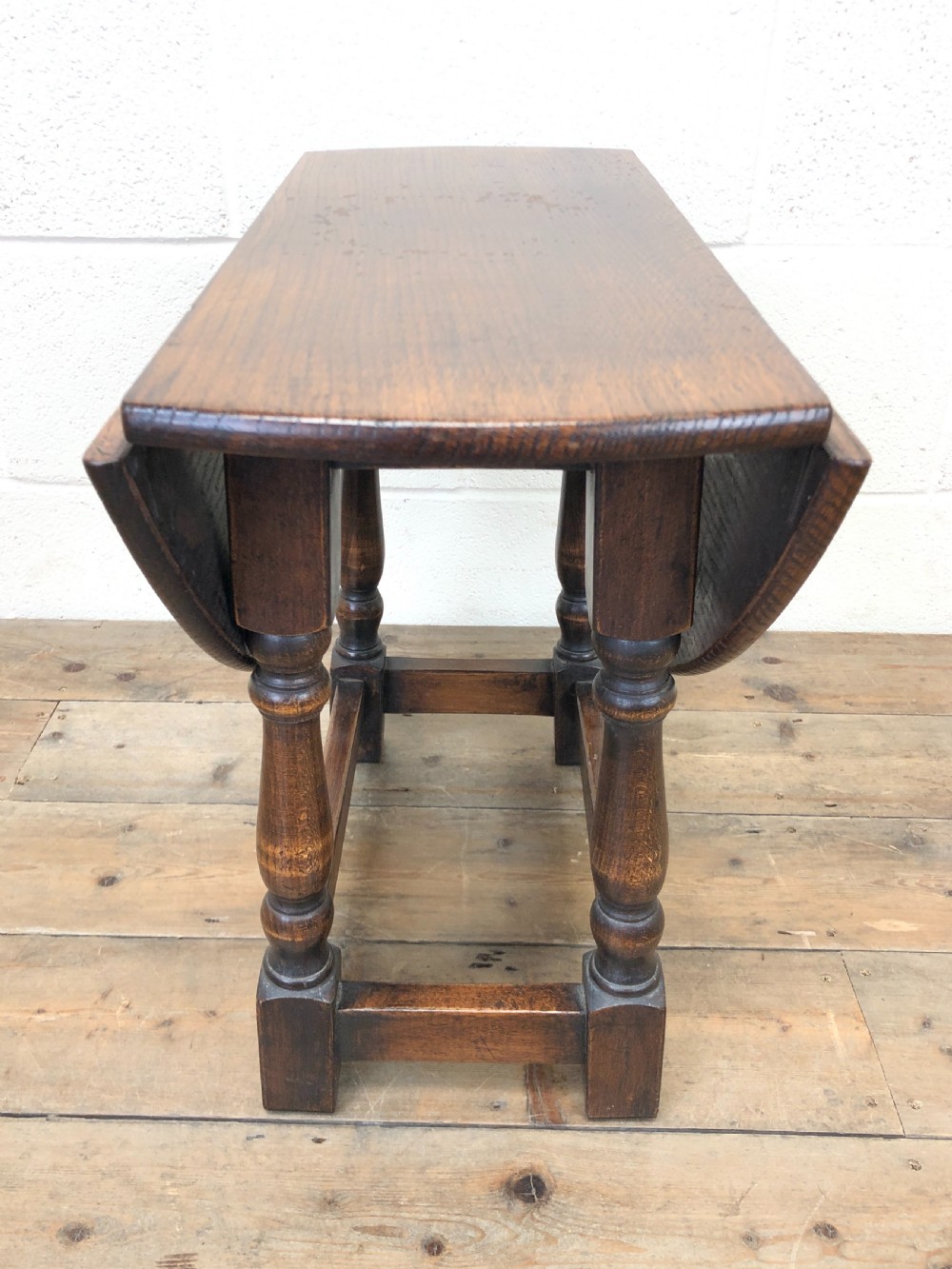 Small Antique Oak Drop Leaf Table View V