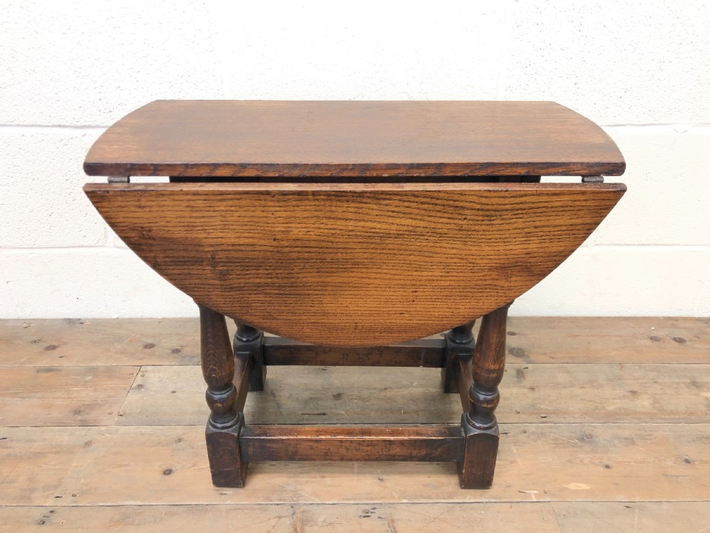 Small Antique Oak Drop Leaf Table View VI