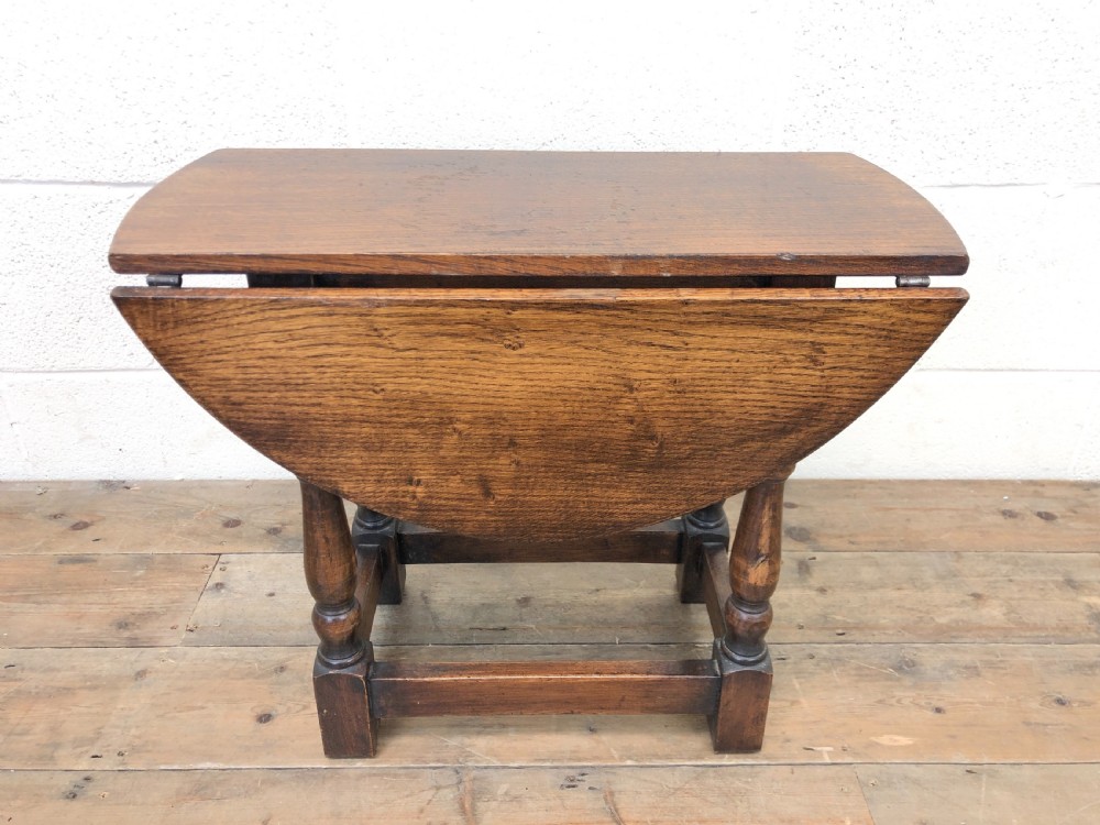 Small Antique Oak Drop Leaf Table View VIII