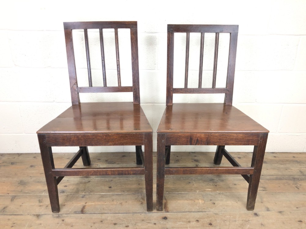 Pair 19th Century Welsh Oak Farmhouse Kitchen Chairs 