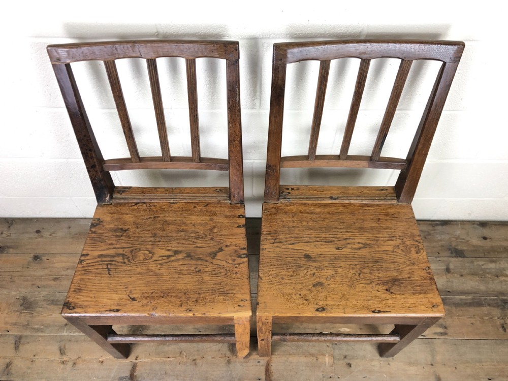 Two Antique Welsh Oak Farmhouse Kitchen Chairs View II