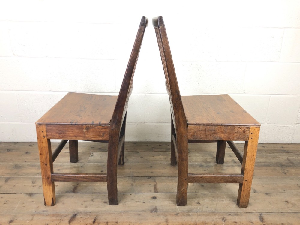 Two Antique Welsh Oak Farmhouse Kitchen Chairs View IV