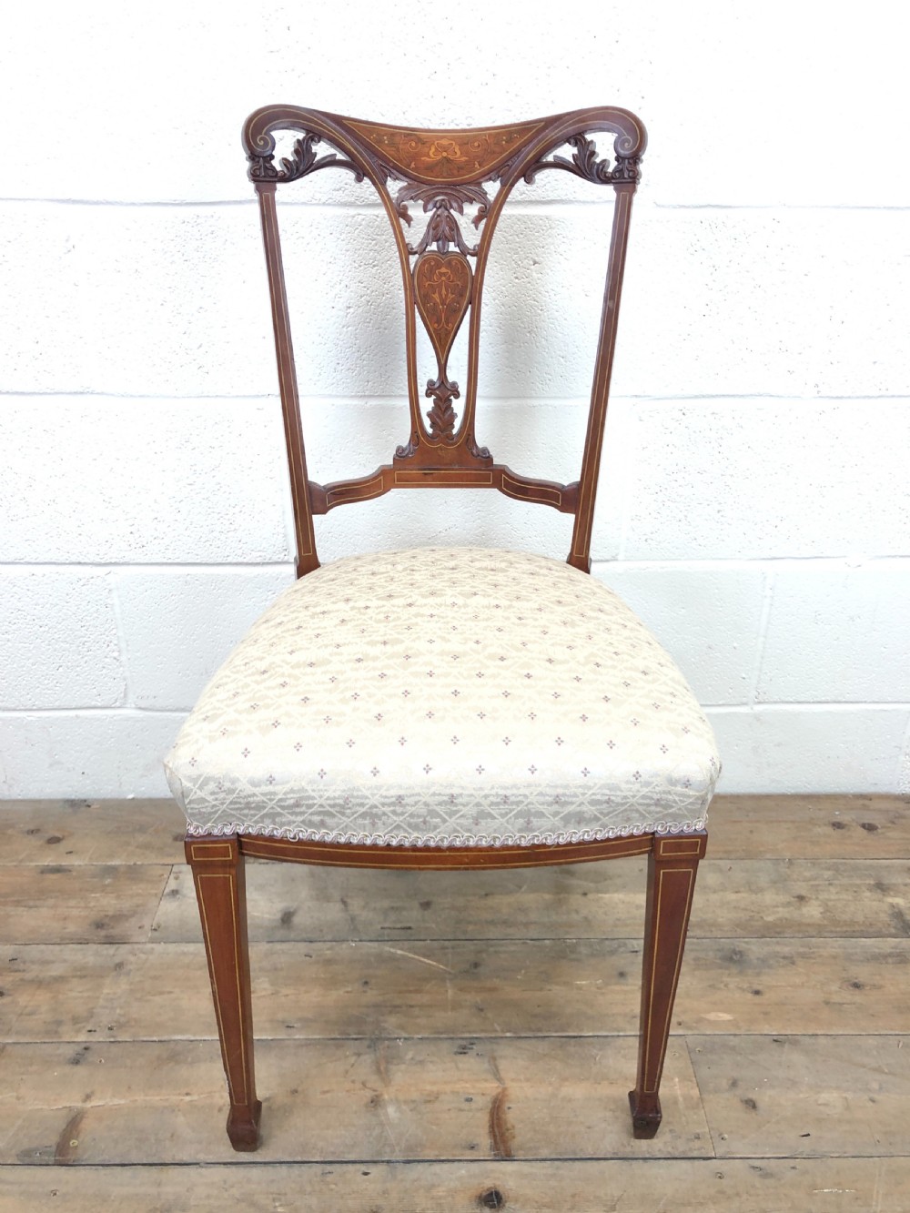 Pair of Edwardian Mahogany Dining Chairs with Inlay View IV
