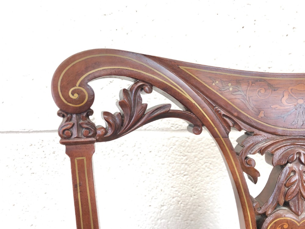 Pair of Edwardian Mahogany Dining Chairs with Inlay View V