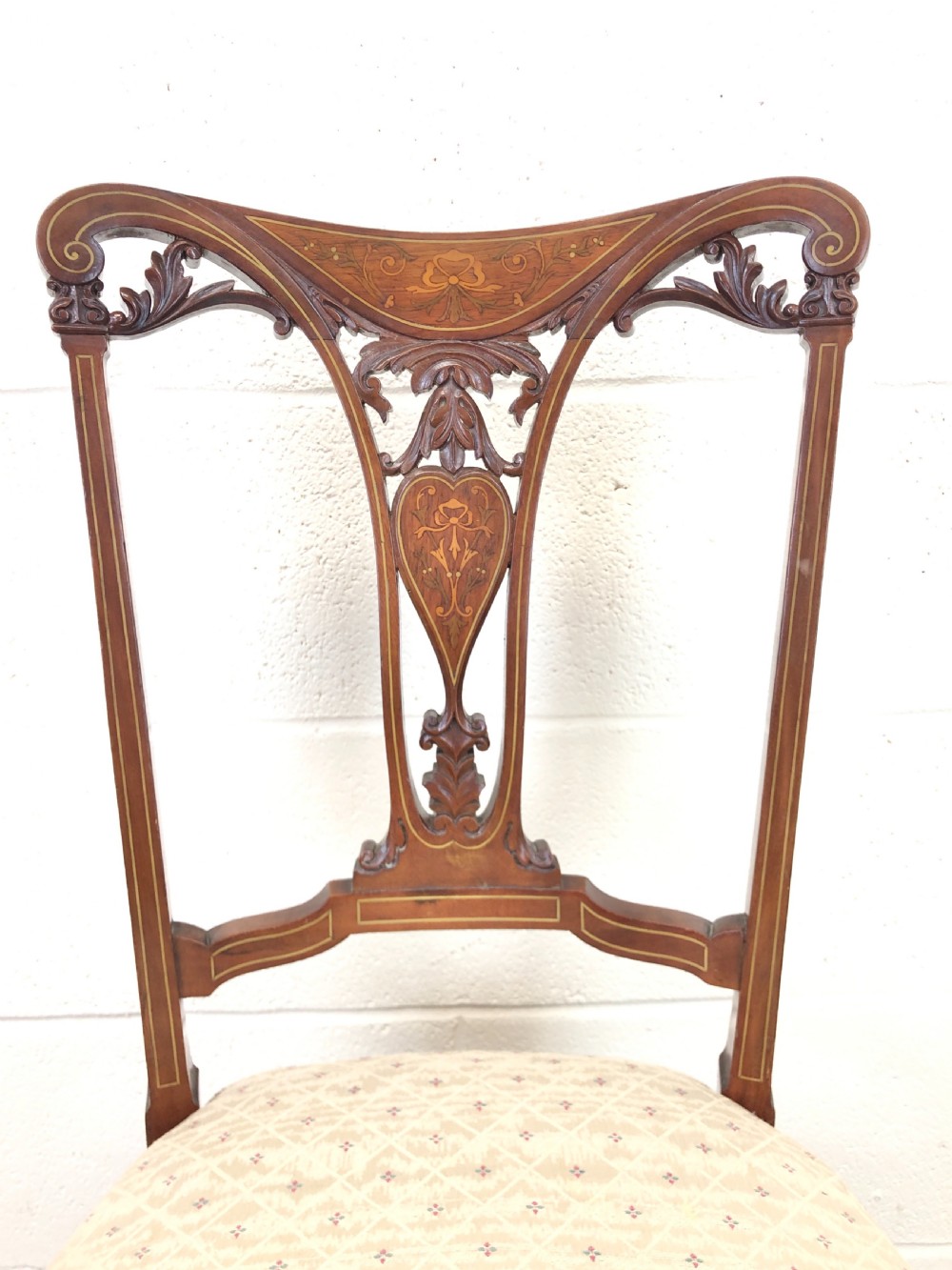 Pair of Edwardian Mahogany Dining Chairs with Inlay View VI