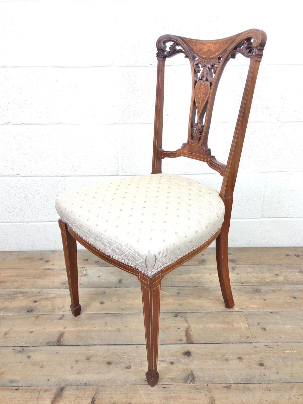 Pair of Edwardian Mahogany Dining Chairs with Inlay View VII