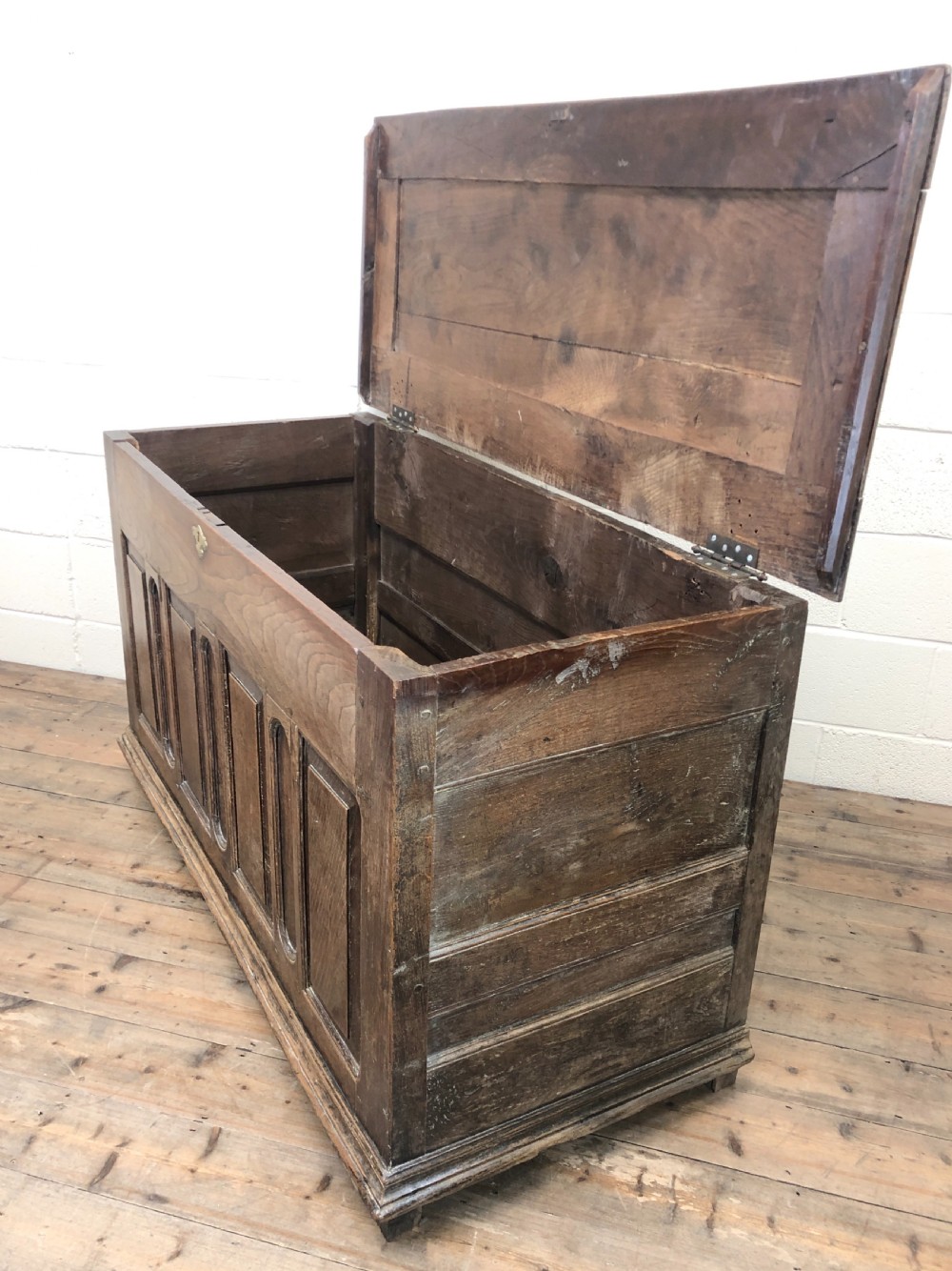 Antique Panelled Oak Coffer View VI