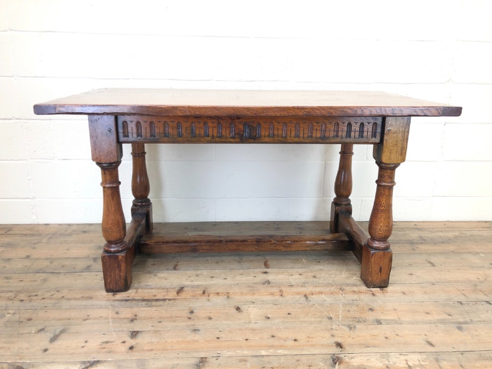 Early 20th Century Oak Refectory Table with Cleated Plank Top