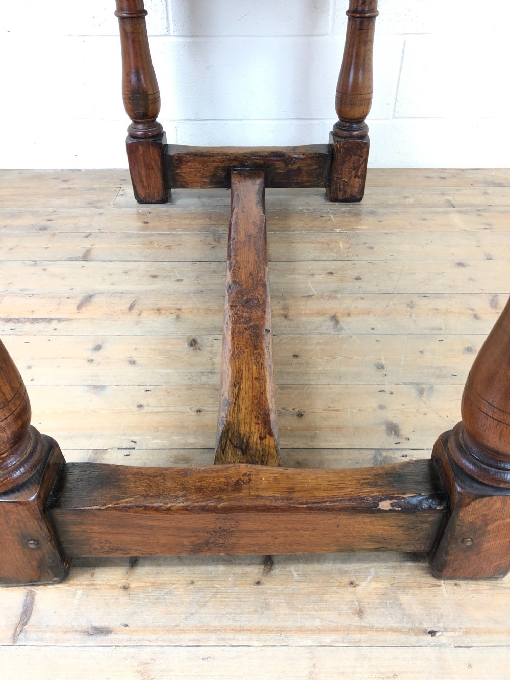 Early 20th Century Oak Refectory Table with Cleated Plank Top View VII