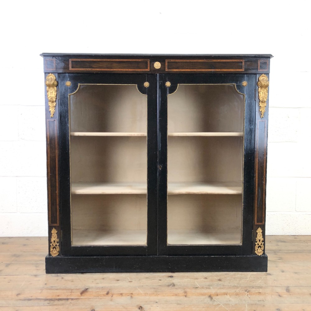 Antique Ebonised Glazed Pier Cabinet