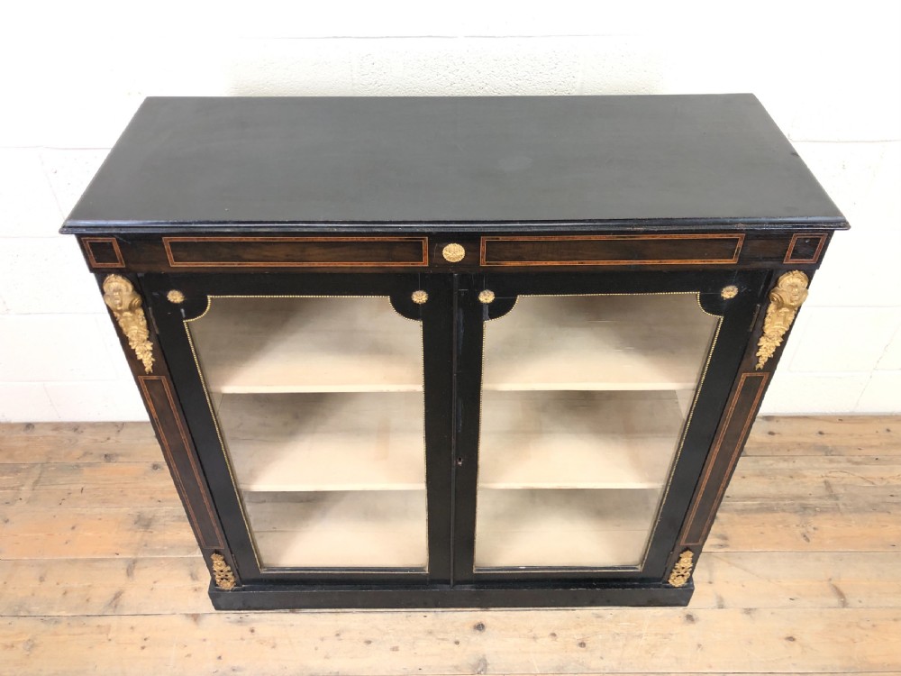Antique Ebonised Glazed Pier Cabinet View II