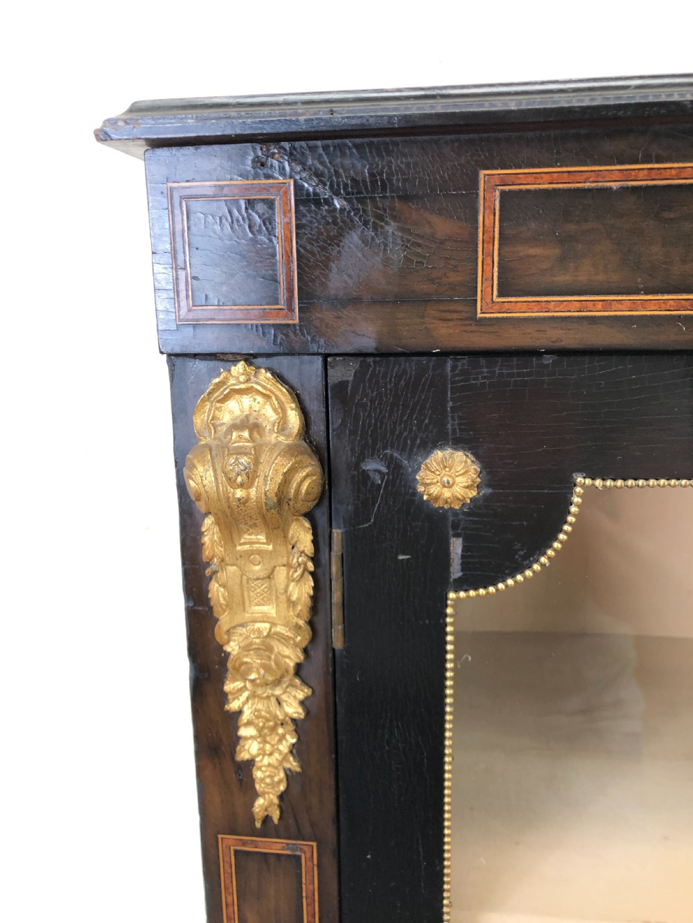 Antique Ebonised Glazed Pier Cabinet View IV