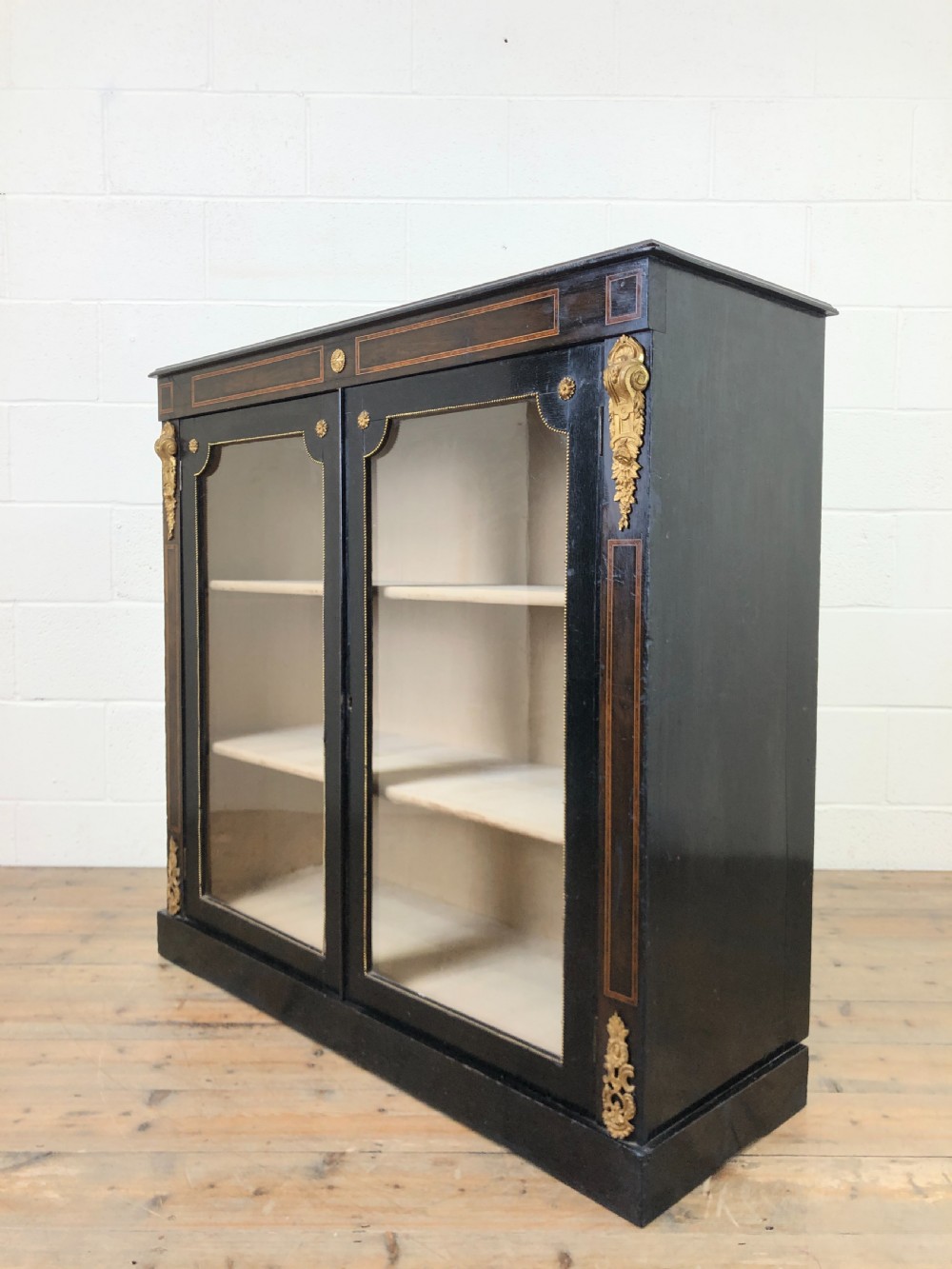 Antique Ebonised Glazed Pier Cabinet View VI