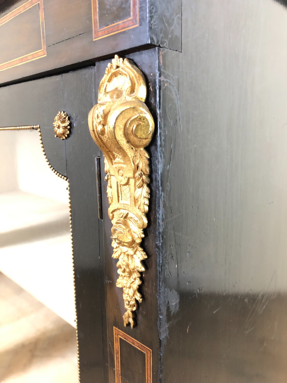 Antique Ebonised Glazed Pier Cabinet View VII