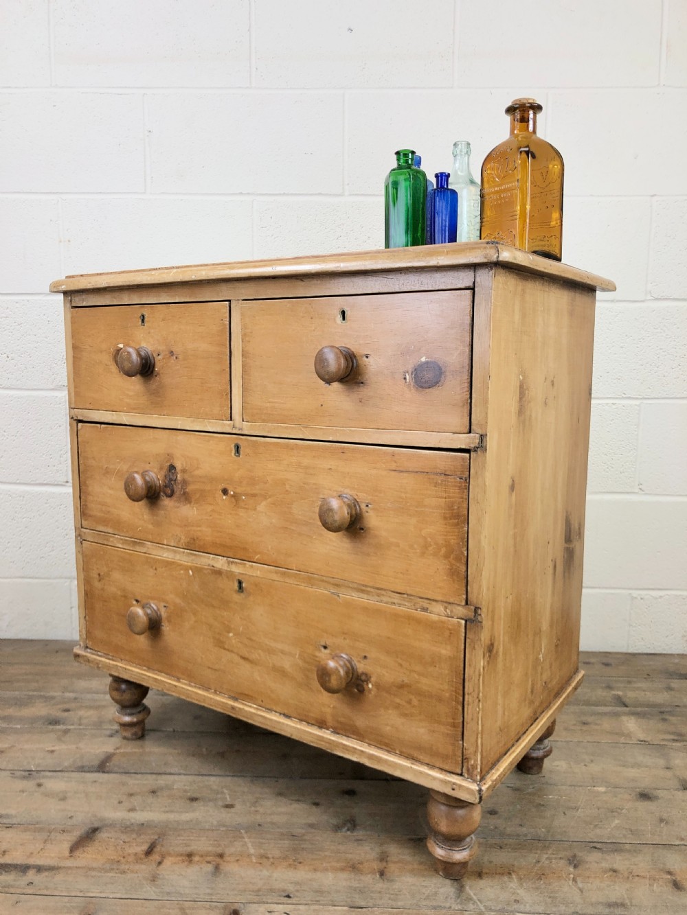 Antique Rustic Pine Bedroom Chest of Drawers View II