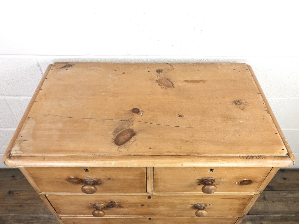 Antique Rustic Pine Bedroom Chest of Drawers View IV