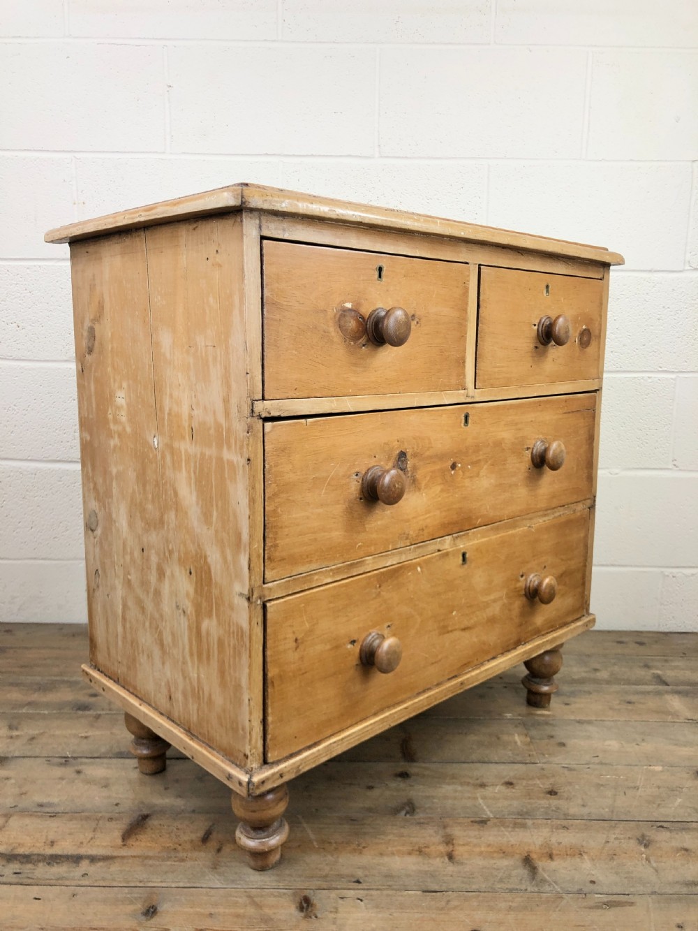 Antique Rustic Pine Bedroom Chest of Drawers View VI