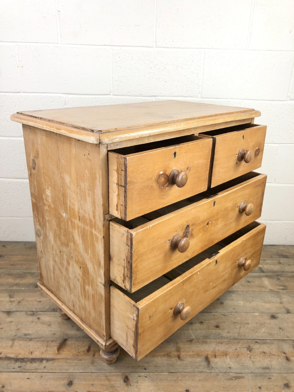 Antique Rustic Pine Bedroom Chest of Drawers View VII