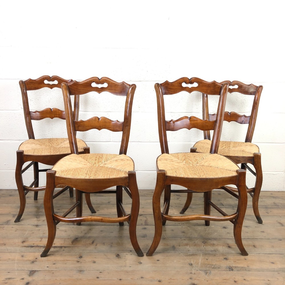 Antique Set of Four French Kitchen Chairs