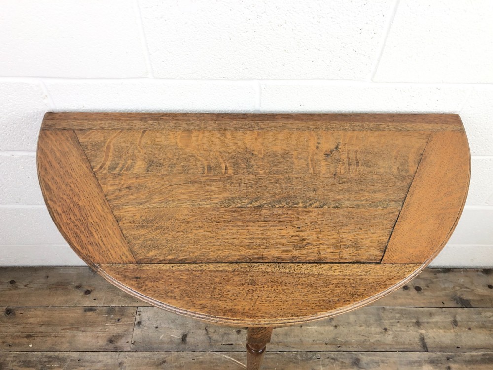 Early 20th Century Oak Demi-Lune Fold Over Games Table View III