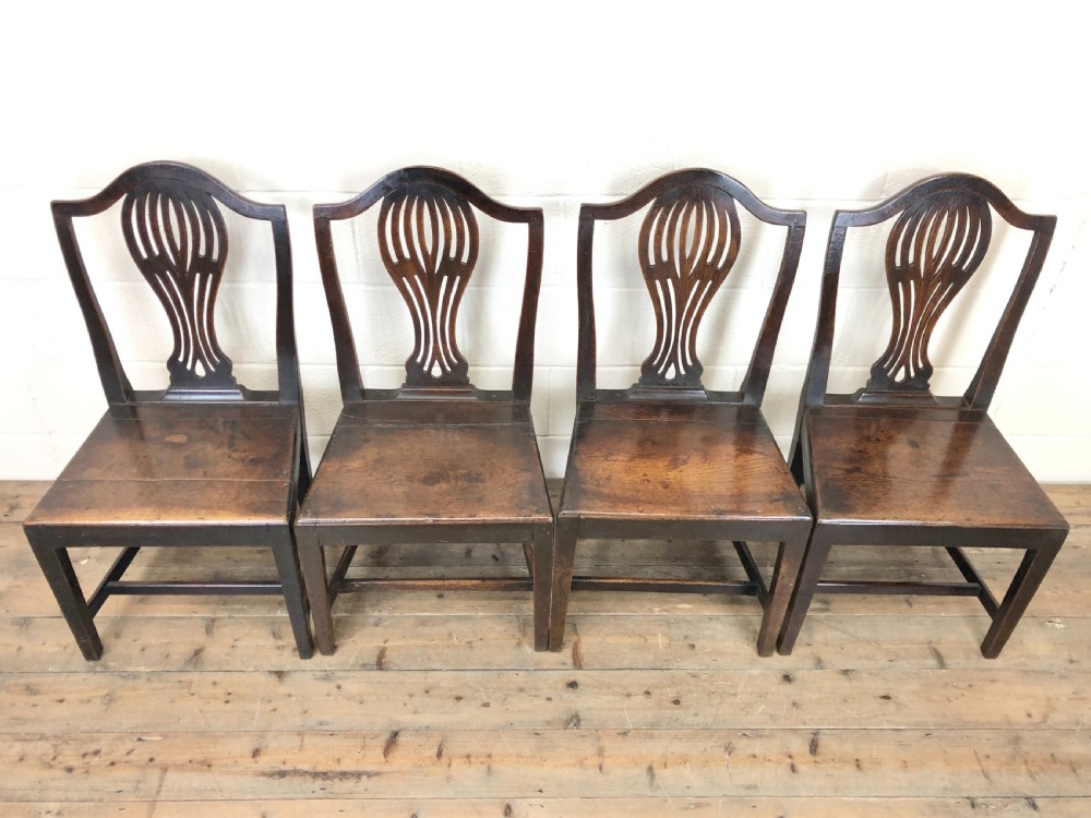 Four Oak Country Chairs with Fret Cut Backs View II