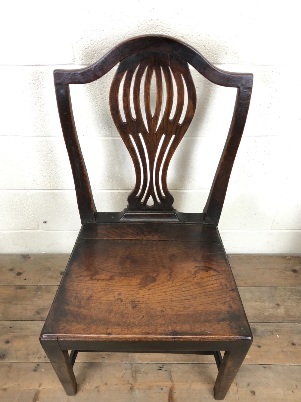 Four Oak Country Chairs with Fret Cut Backs View IV