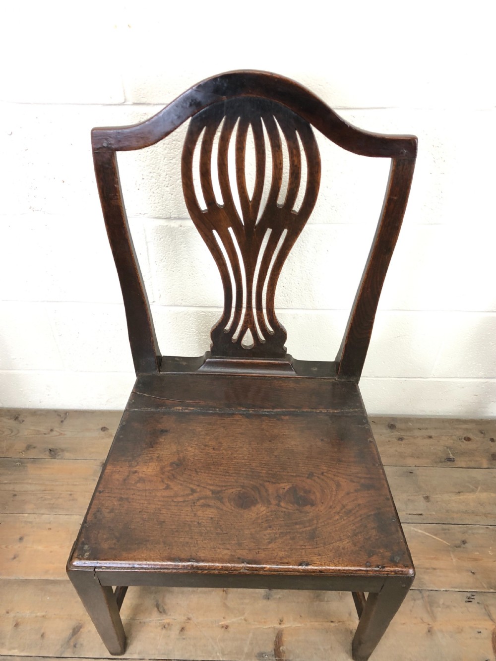 Four Oak Country Chairs with Fret Cut Backs View V