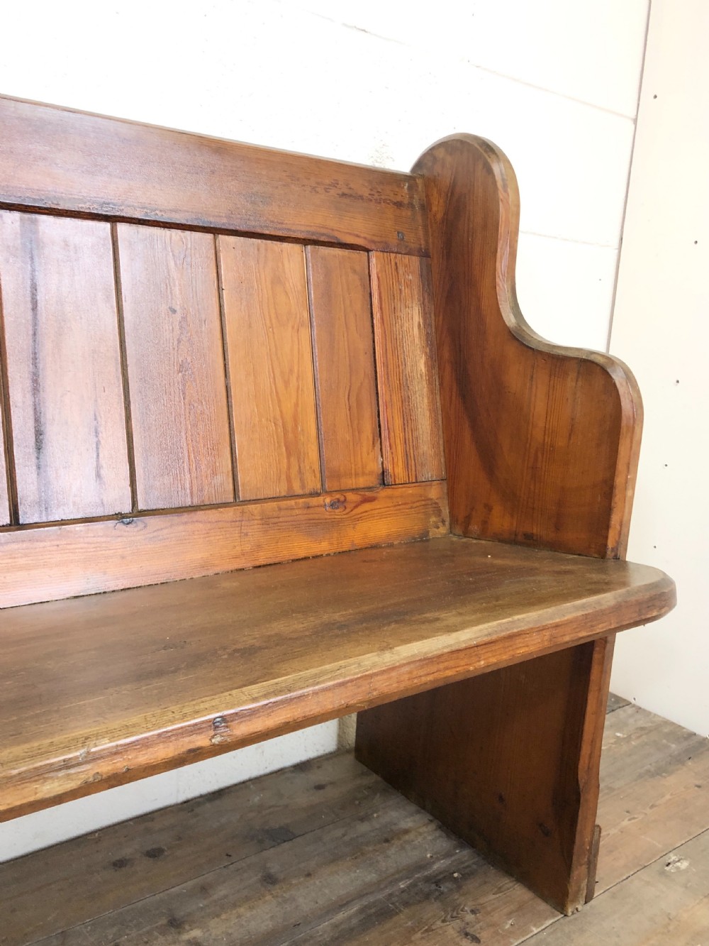 Antique Pitch Pine Chapel Pew View V