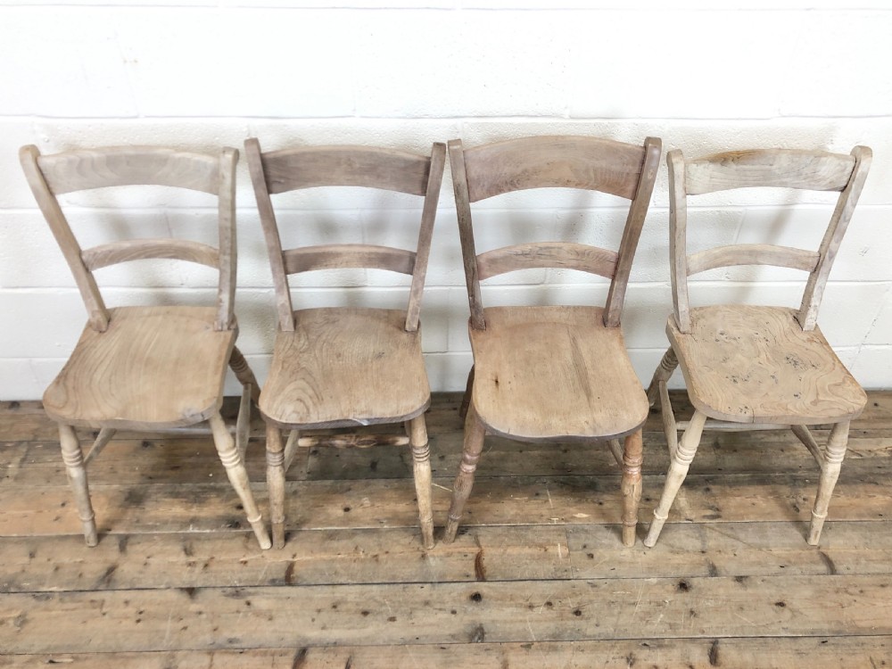 Set of Four Antique Farmhouse Chairs with Shaped Bar Backs View II