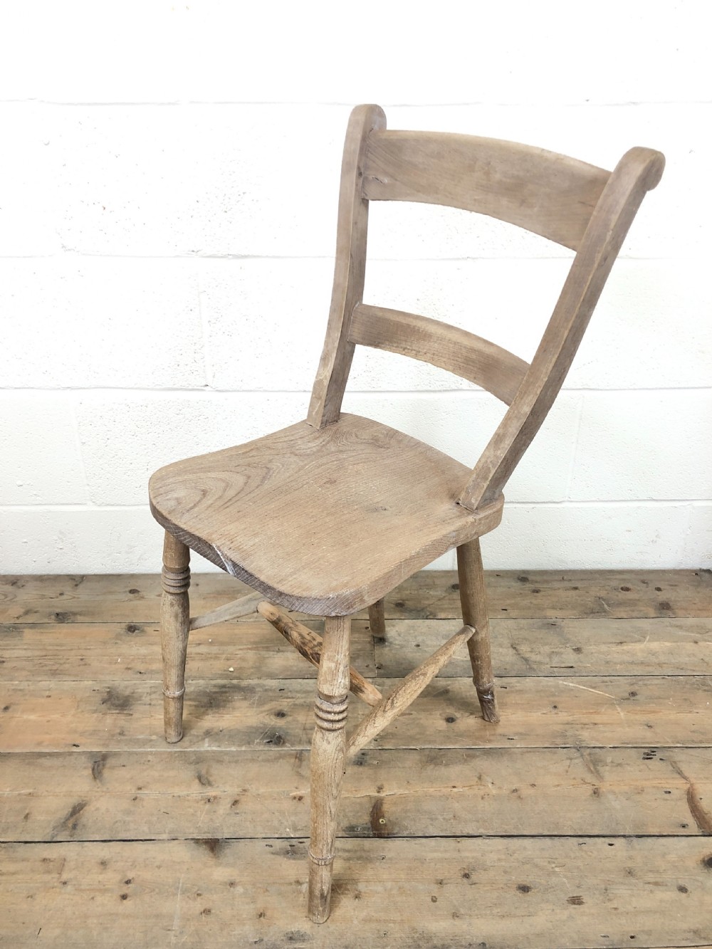 Set of Four Antique Farmhouse Chairs with Shaped Bar Backs View VI