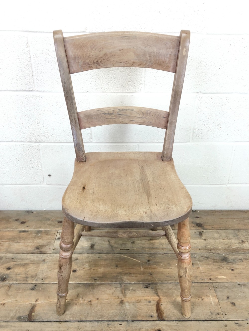 Set of Four Antique Farmhouse Chairs with Shaped Bar Backs View VII