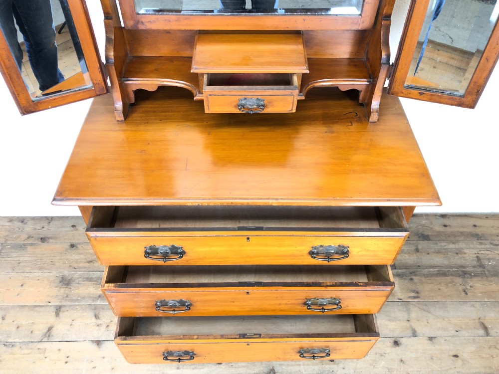 Antique Satin Walnut Dressing Table Chest View IV
