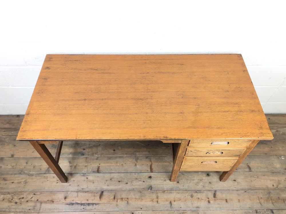 Antique Oak Desk with Drawers View III