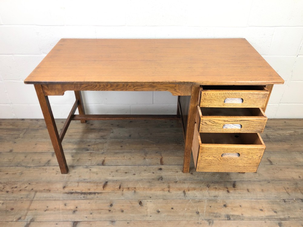 Antique Oak Desk with Drawers View IV