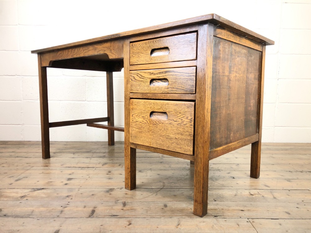 Antique Oak Desk with Drawers View V