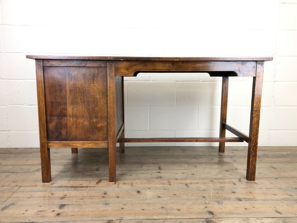 Antique Oak Desk with Drawers View VII