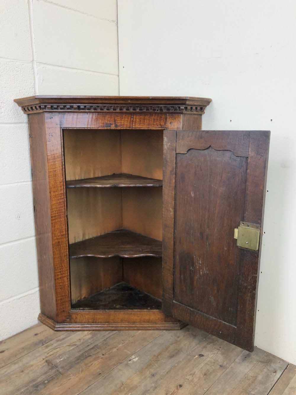 19th Century Oak Single Door Corner Cupboard View III