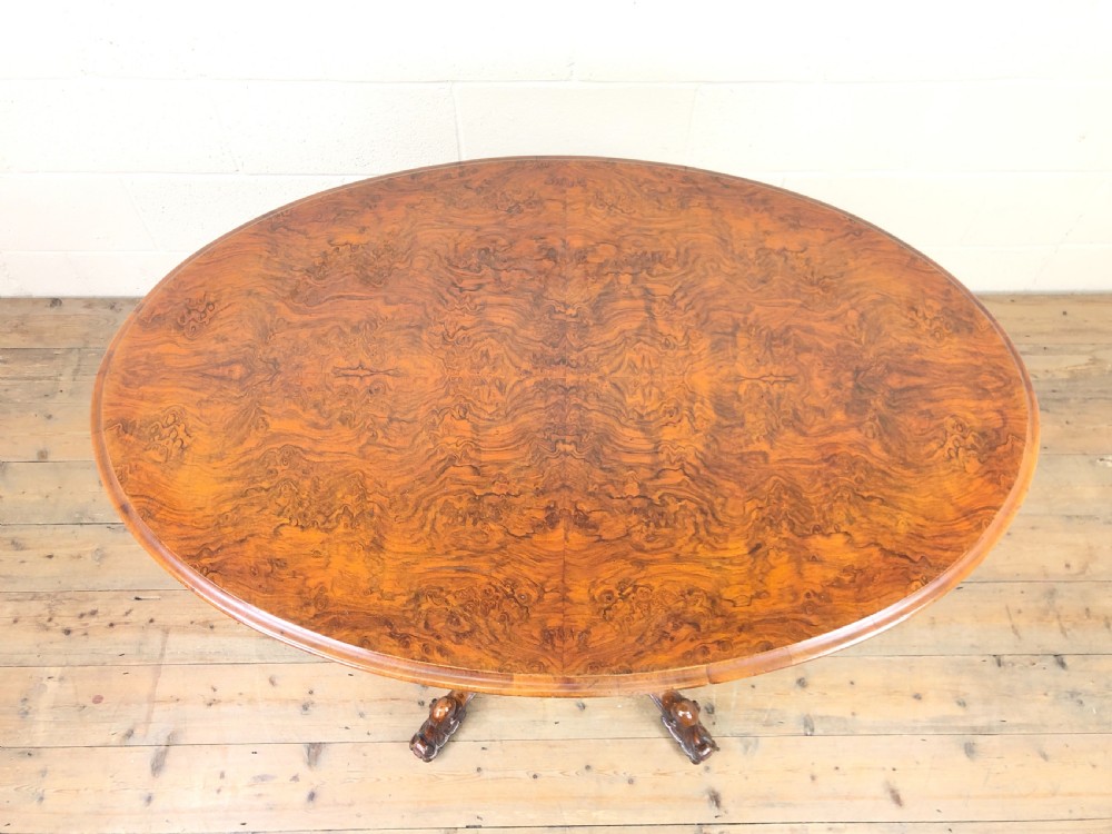Victorian Burr Walnut Tilt Top Table View V