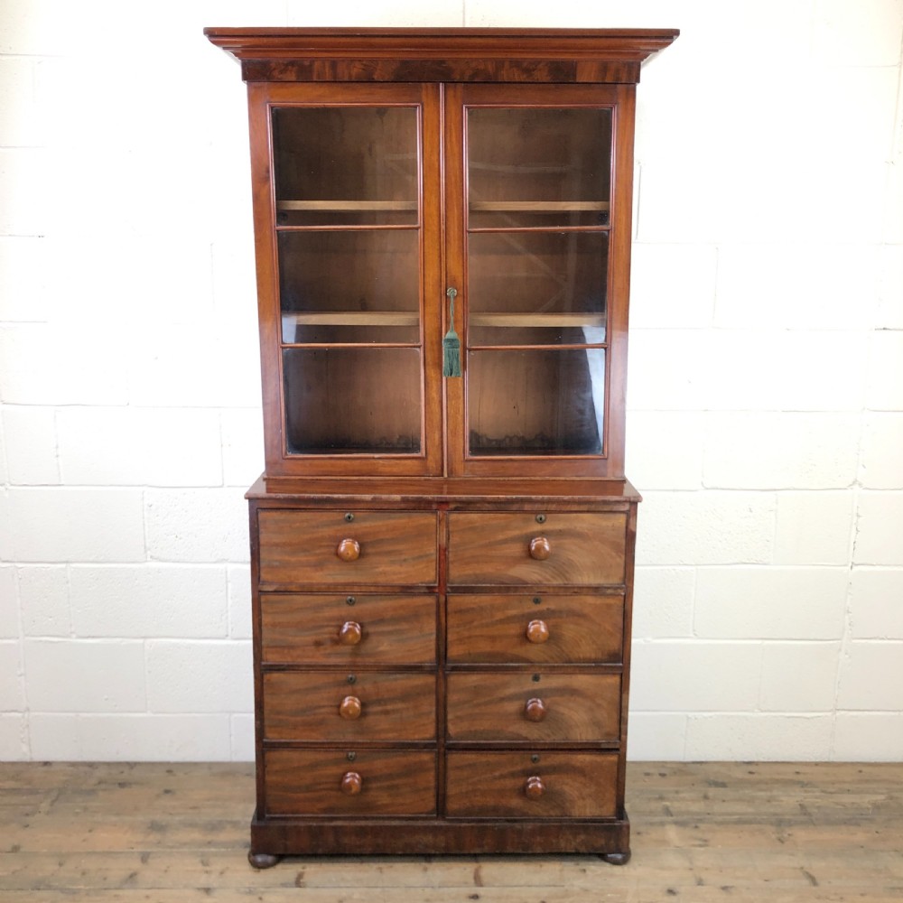Victorian Mahogany Glazed Bookcase with Drawers