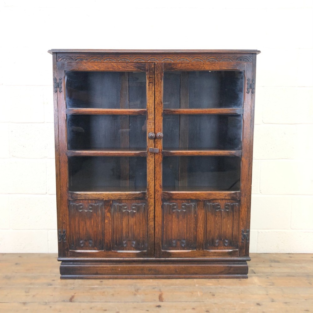 Antique Oak Glazed Bookcase